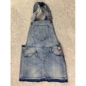 Dollhouse Size 3 Womens Overall Skirt Raw Hem Light Wash stretch Short Bib Skirt